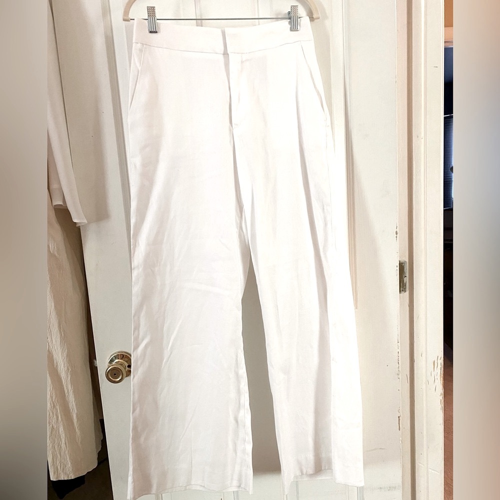 Banana Republic White Linen Blend Wide Leg Pant size 10